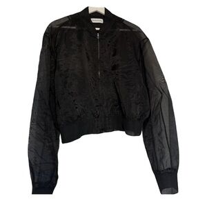 NEW The Frankie Shop Black Sheer Bomber Jacket